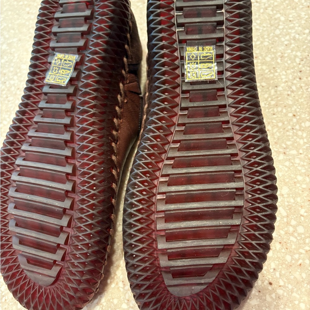 Antelope Brown Leather Slip-On Flats with Stitched Detail - Picture 4 of 5